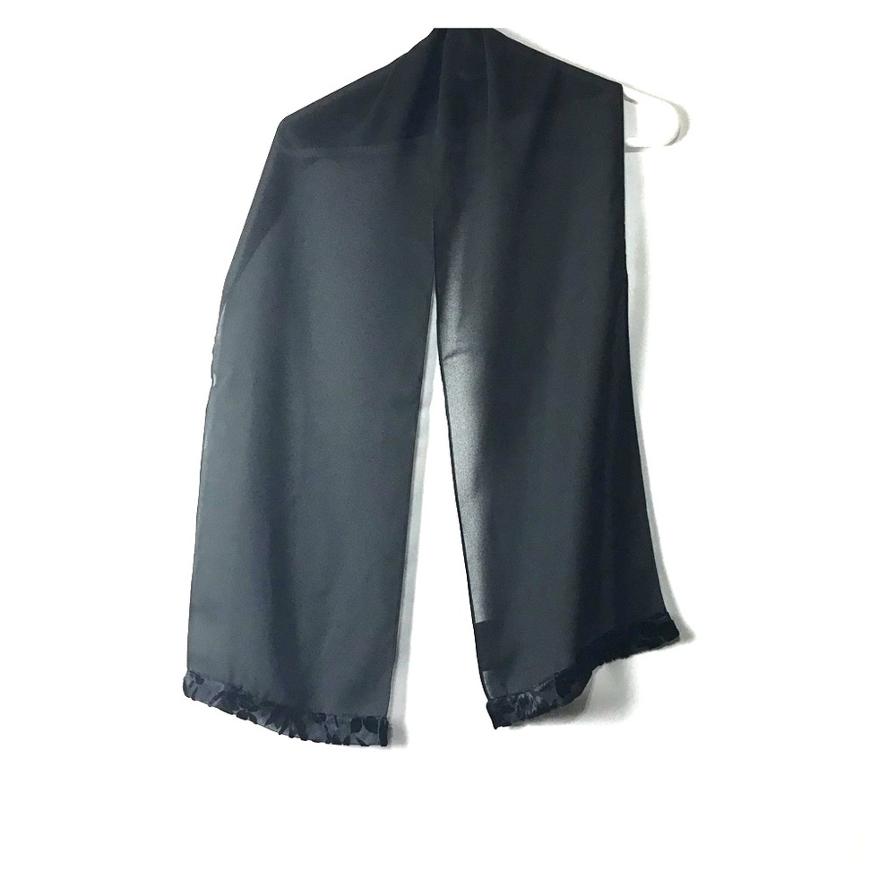 CDC Evening Wear Black Scarf w/ Burnout Edges